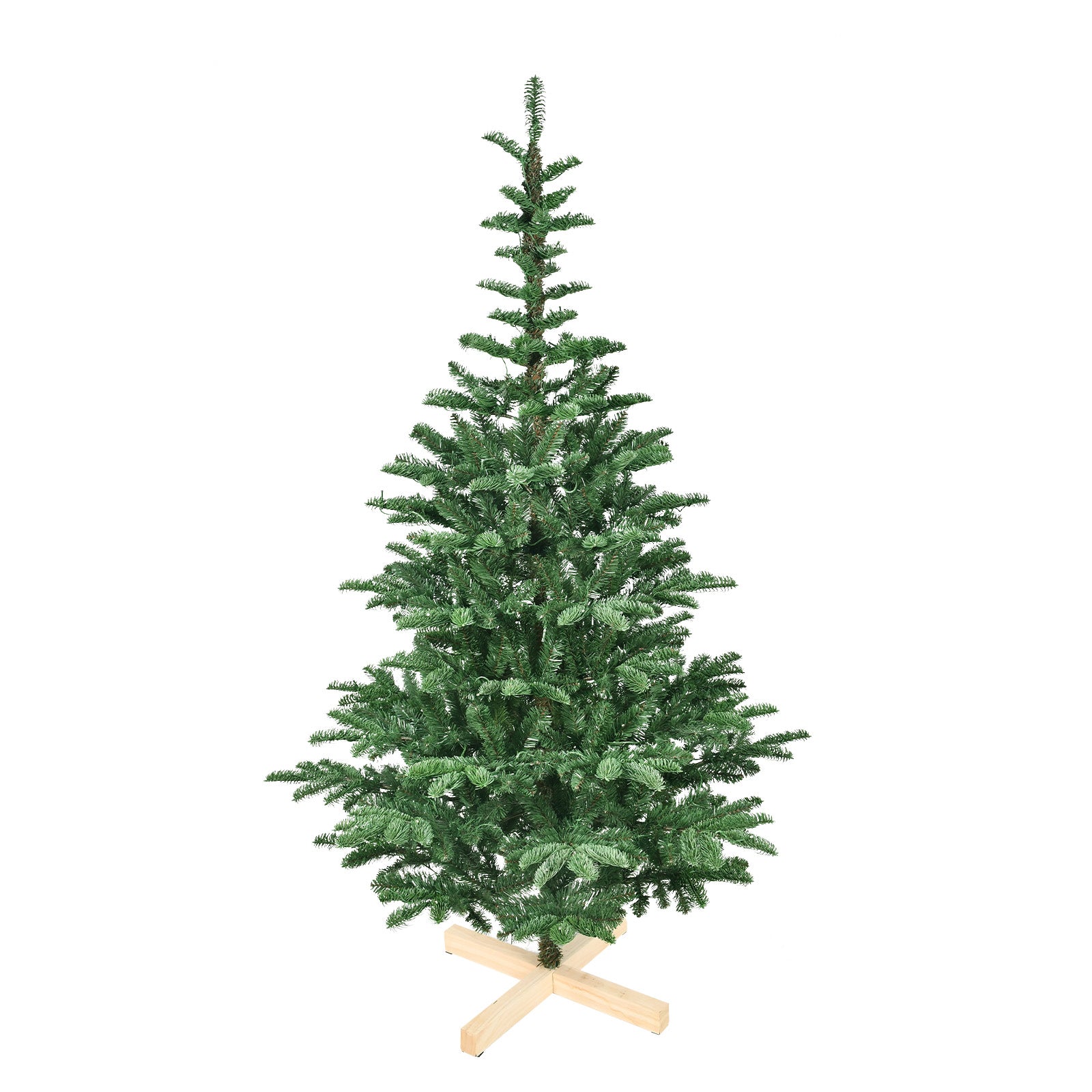 7ft Pre-Lit Christmas Tree with 400 Warm White LED Lights, 941 PE+PVC Tips, Realistic Layered Look, Unique Wooden Base – Full Artificial Holiday Tree for Home Decor