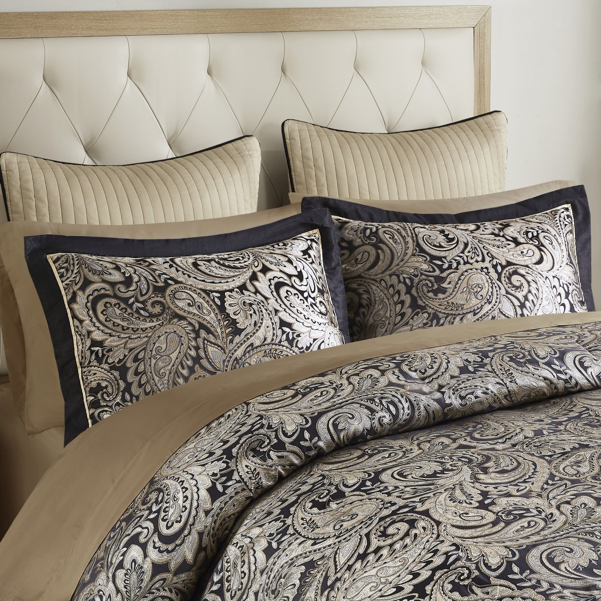 12 Piece Comforter Set with Cotton Bed Sheets Black Queen