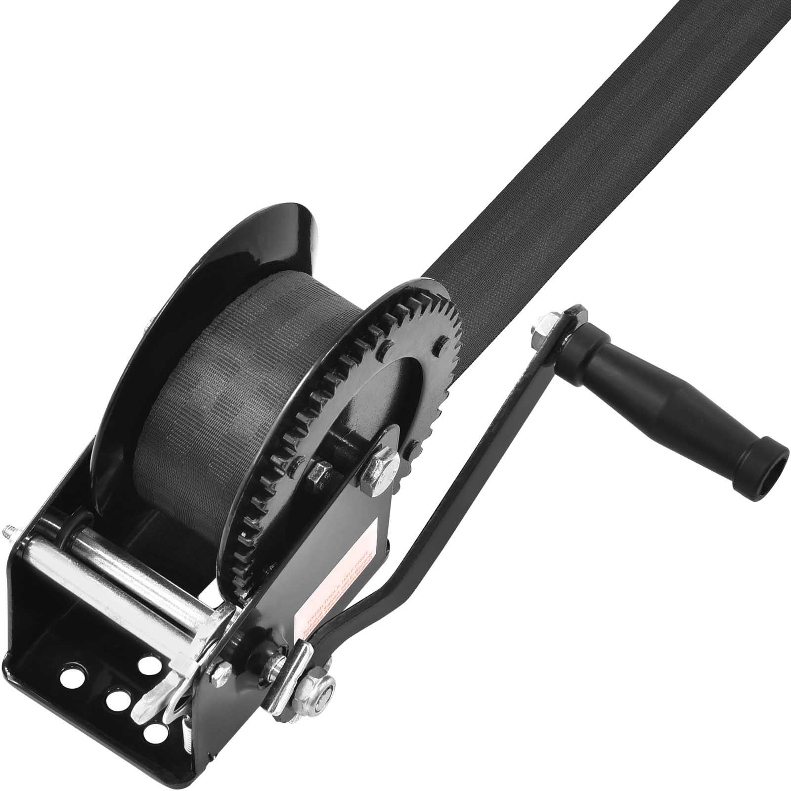 Hand Winch, 1600 lbs Pulling Capacity, Boat Trailer Winch Heavy Duty Rope Crank with 33 ft Polyester Strap and Two-Way Ratchet, Manual Operated Hand Crank Winch for Trailer, Boat or ATV Towing