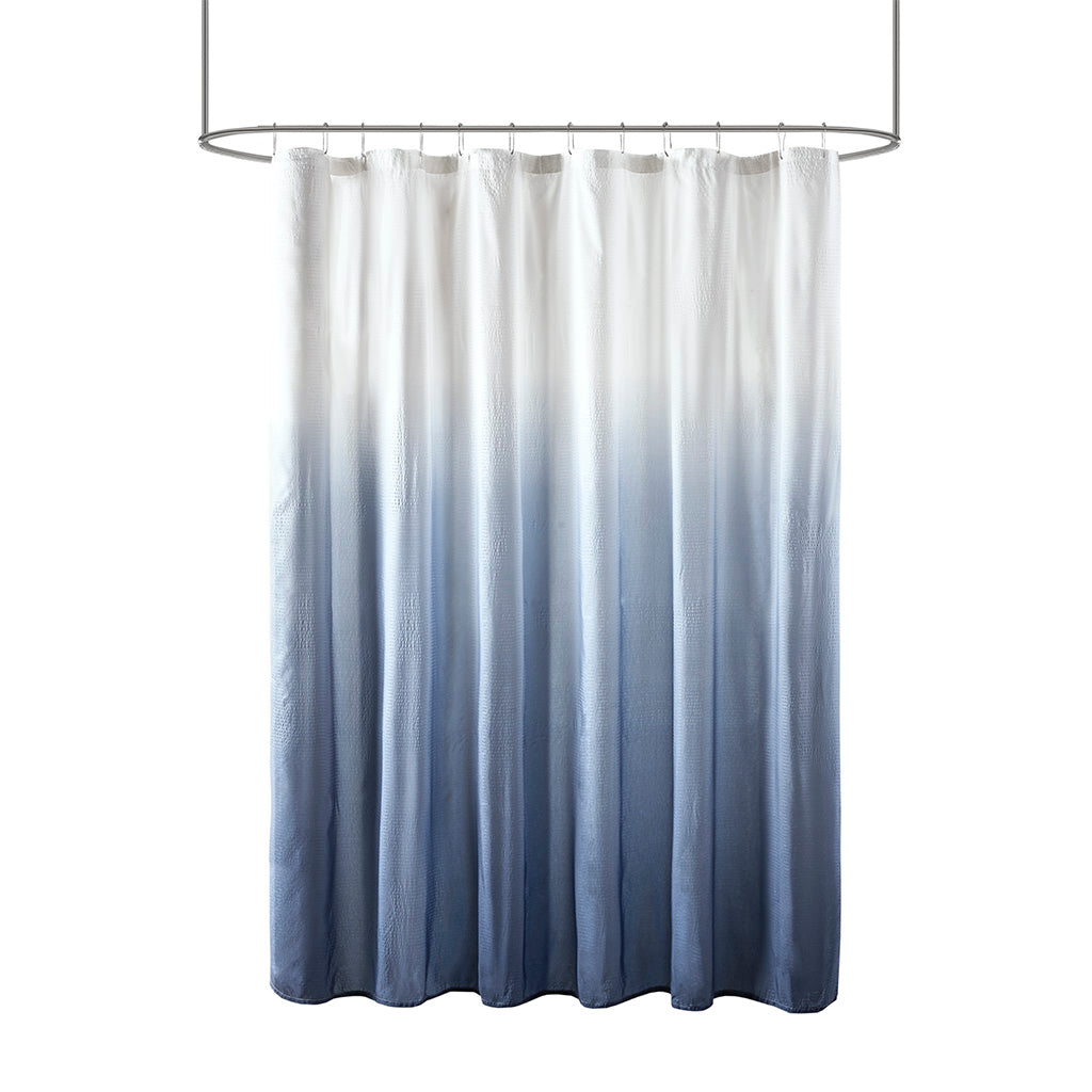 Ombre Printed Seersucker Shower Curtain Blue 72x72"