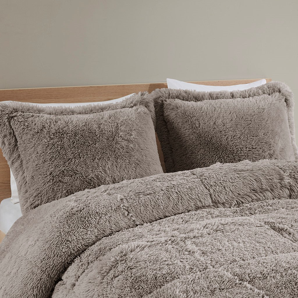 Full/Queen Shaggy Long Fur Comforter Mini Set
