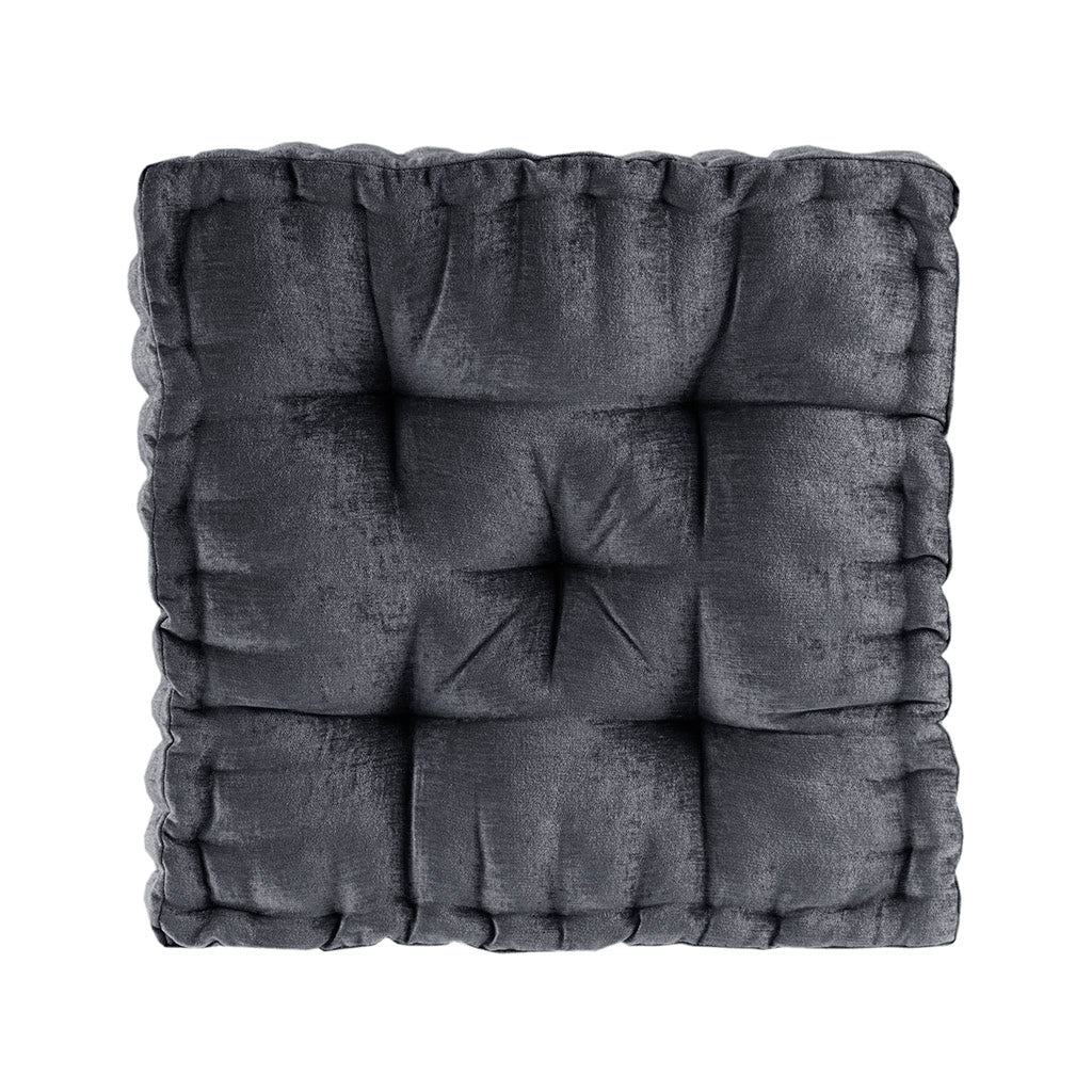 Poly Chenille Square Floor Pillow Cushion Charcoal 20x20"