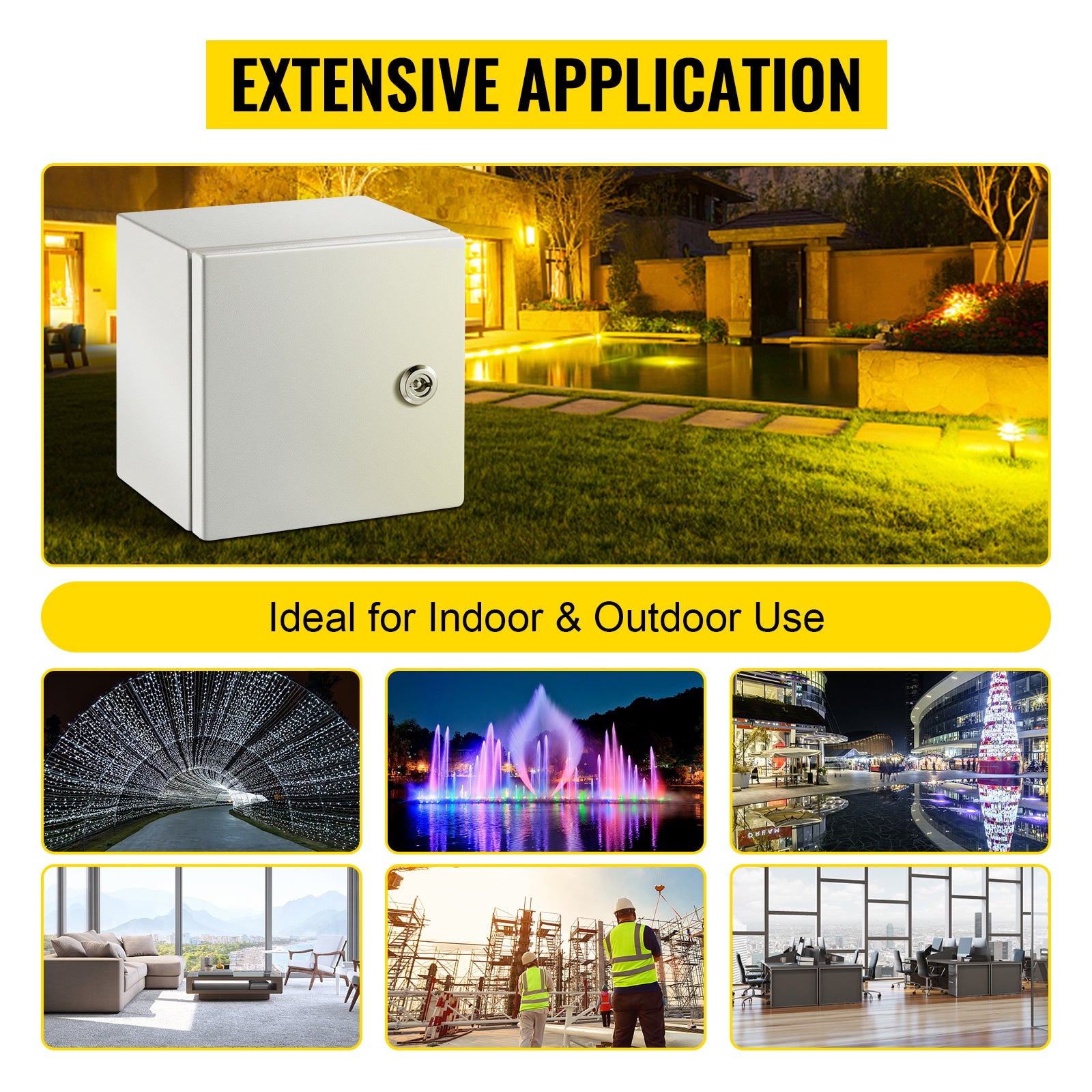 NEMA Steel Enclosure, 8 x 8 x 6'' NEMA 4X Steel Electrical Box, IP66 Waterproof & Dustproof, Outdoor / Indoor Electrical Junction Box