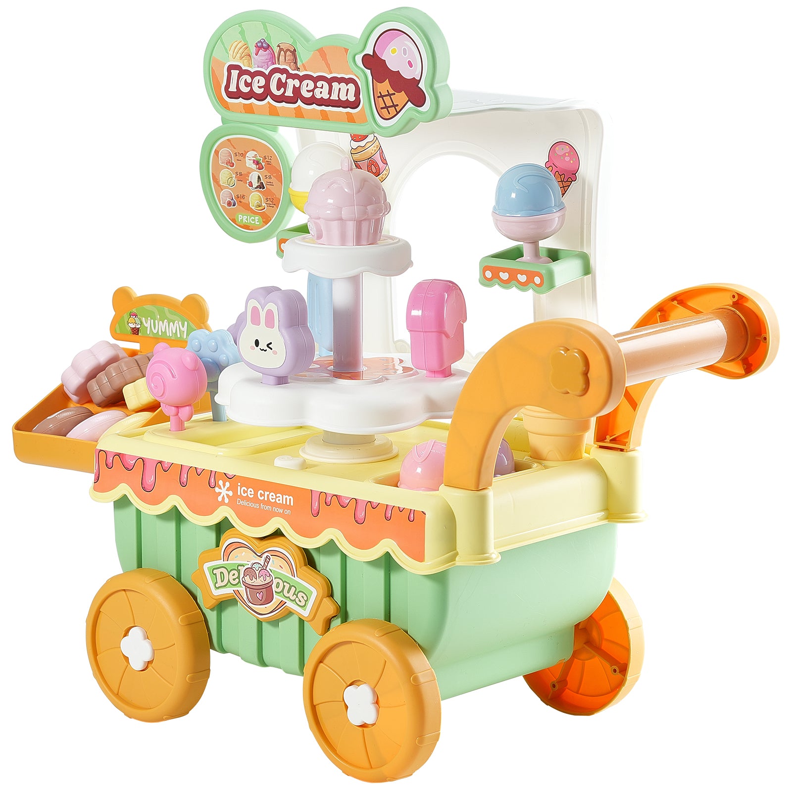 Ice Cream Cart for Kids Pretend Play Ice Cream Shop for Kids Aged 3+