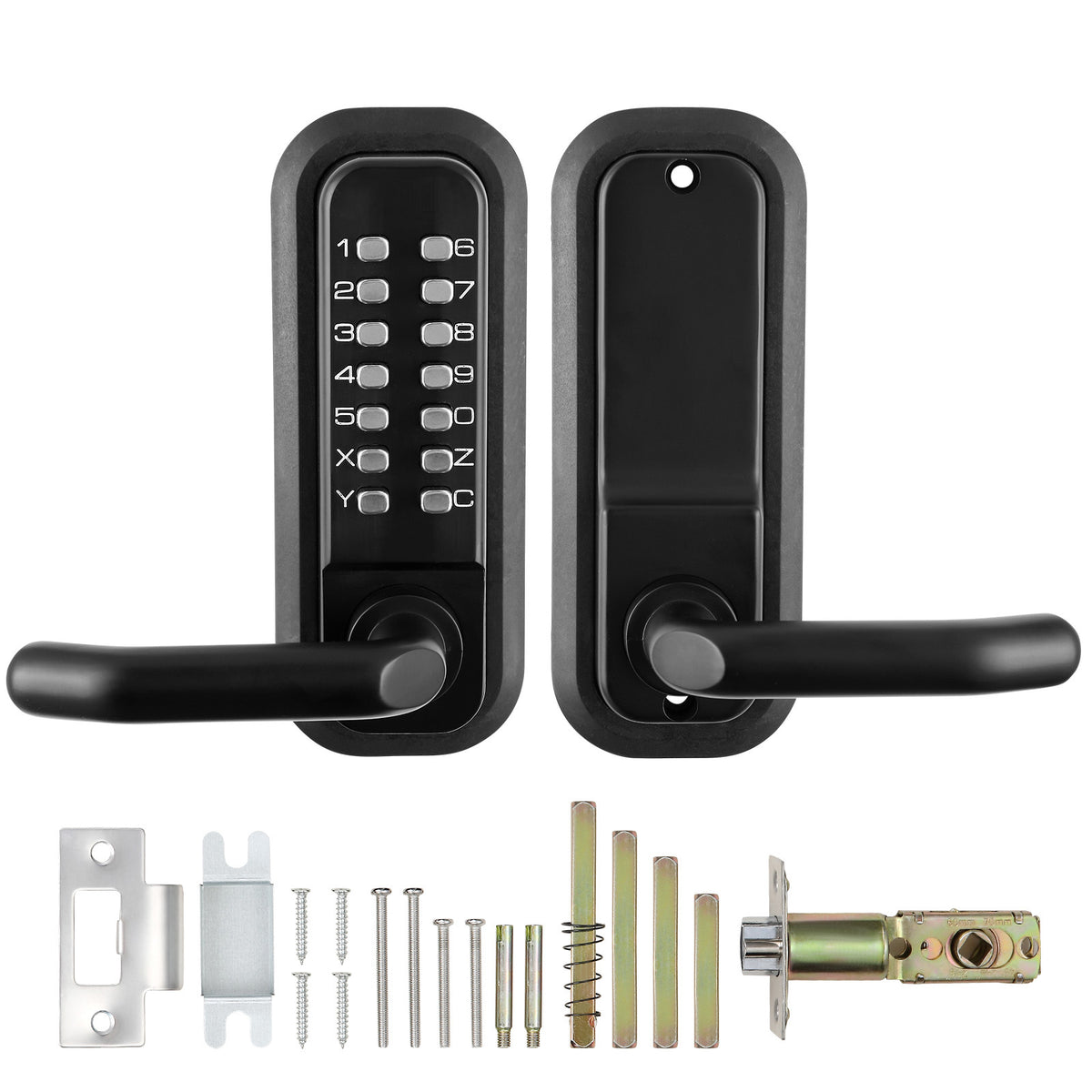 Mechanical Keyless Entry Door Lock, 14 Digit Keypad, Embedded Outdoor Gate Door Locks Set with Keypad and Handle, Water-proof Zinc Alloy, Easy to Install, for Garden, Garage, Yard, Storage Shed