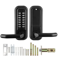 Mechanical Keyless Entry Door Lock, 14 Digit Keypad, Embedded Outdoor Gate Door Locks Set with Keypad and Handle, Water-proof Zinc Alloy, Easy to Install, for Garden, Garage, Yard, Storage Shed