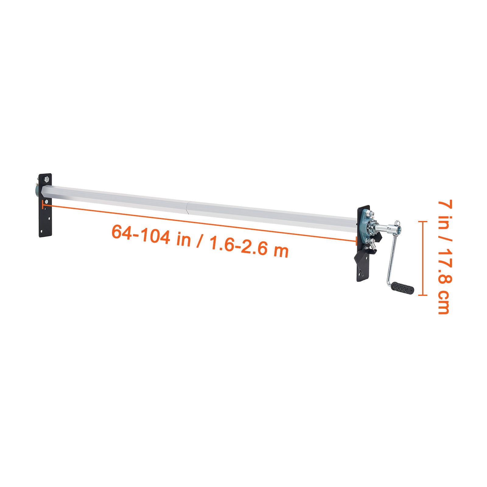 Hand Crank Tarp Roller Kit, 64" to 104" Wide, Aluminum Alloy, Manual Cab Level Dump Truck Tarp Roller with 7" Sponge-Wrapped Handle, Perfect for Dump Trucks, Trailers, Trash Haulers (No Tarp)
