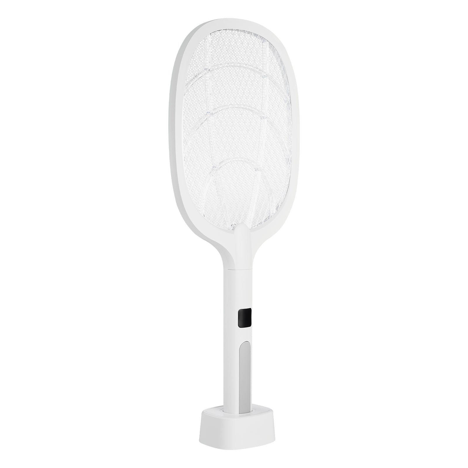 Electric Fly Swatter 3 Layers Mesh & Screen Display 1500mAh Battery White