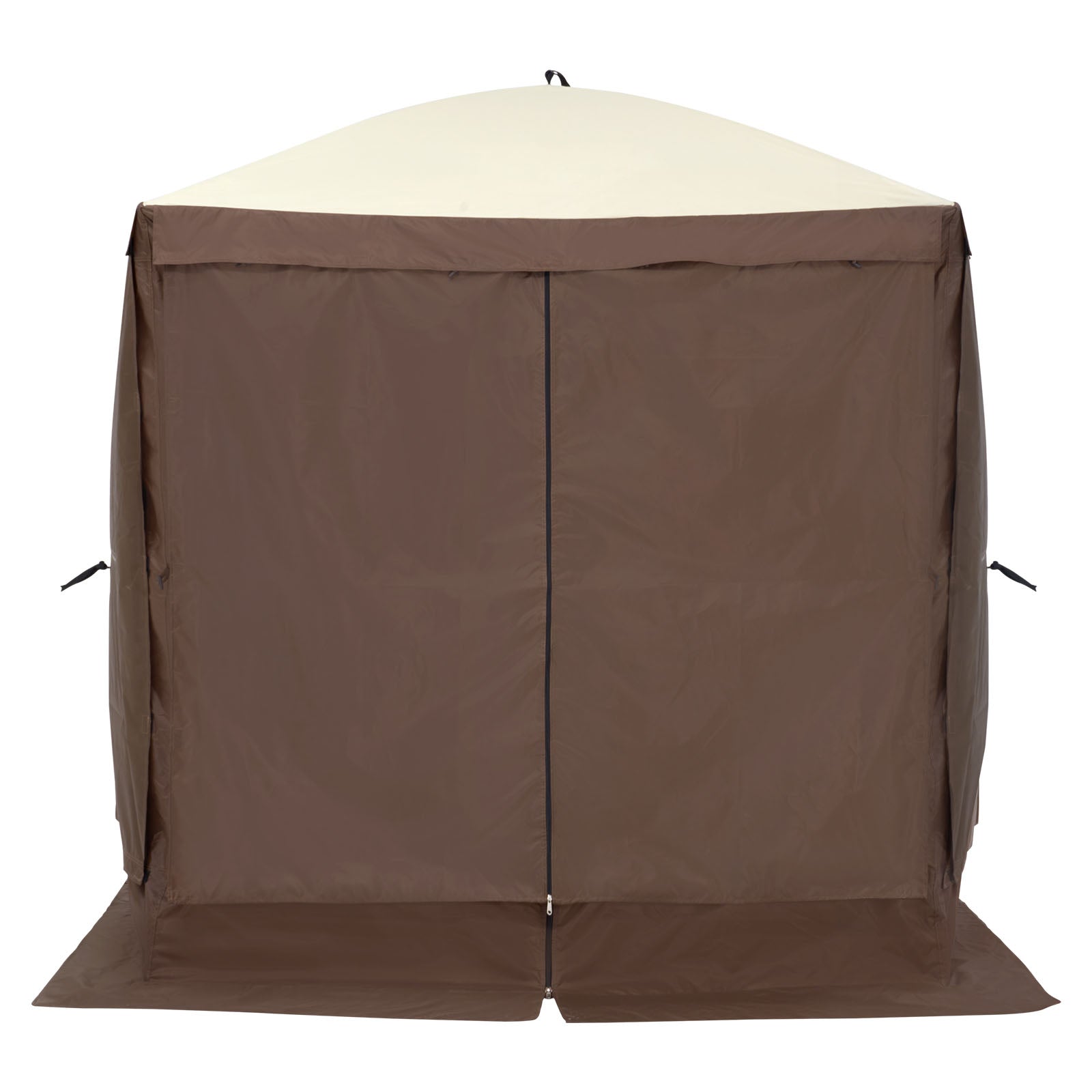 Pop Up Gazebo Tent, Pop-Up Screen Tent 4 Sided Canopy Sun Shelter with 4 Removable Privacy Wind Cloths & Mesh Windows, 6x6FT Quick Set Screen Tent with Mosquito Netting, Brown