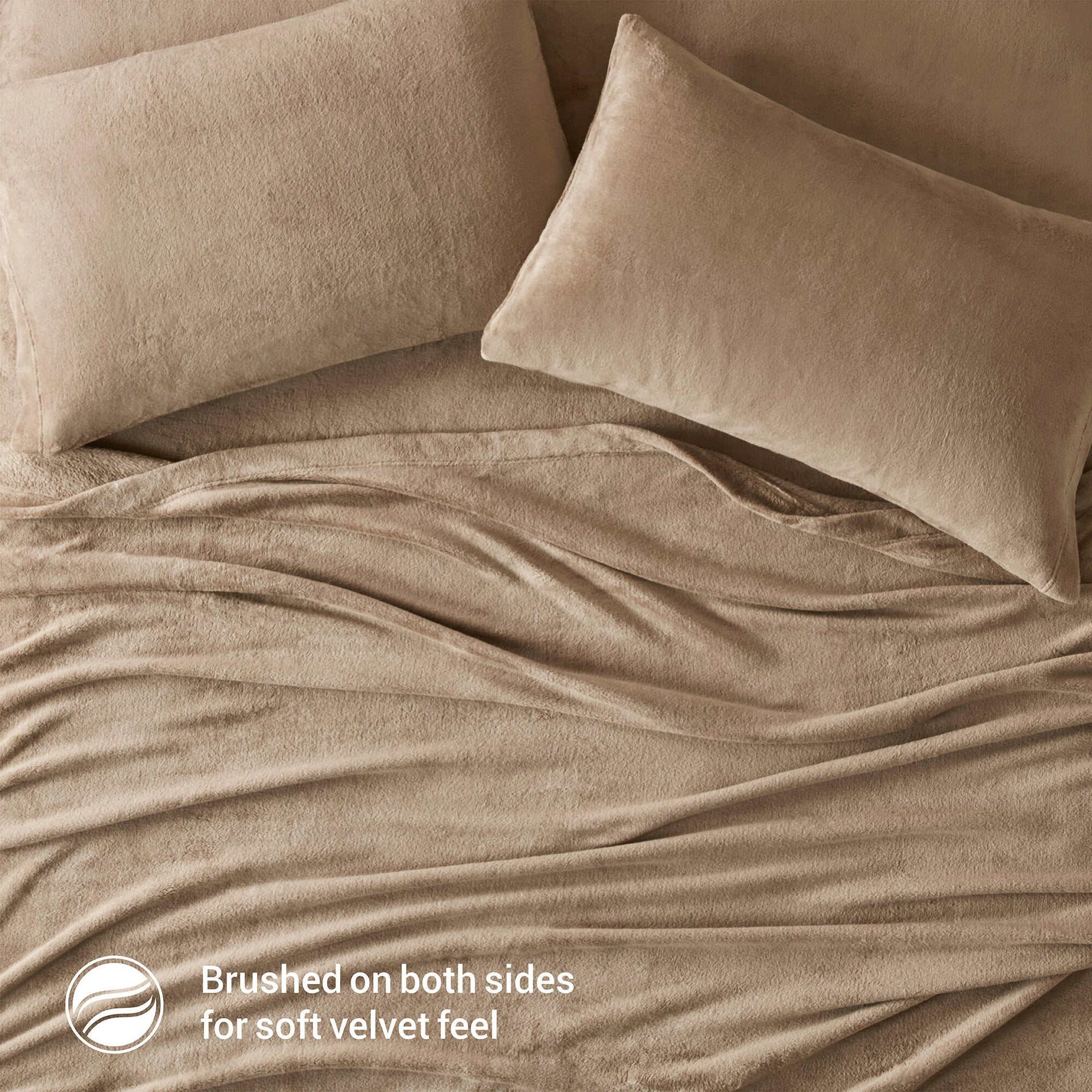 4 PCS Queen Micro Plush Sheet Set Taupe