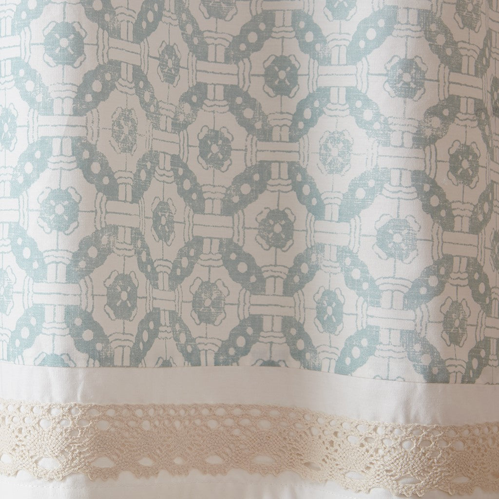 Printed and Pieced Rod Pocket Valance Aqua 50x18"