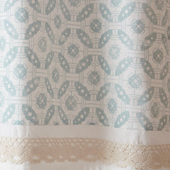 Printed and Pieced Rod Pocket Valance Aqua 50x18"