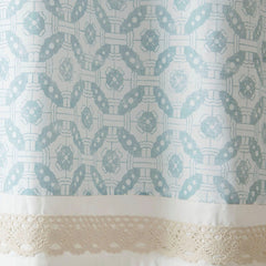 Printed and Pieced Rod Pocket Valance Aqua 50x18"