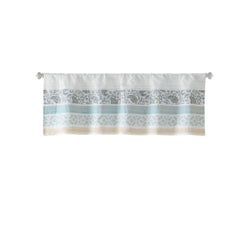 Printed and Pieced Rod Pocket Valance Aqua 50x18"