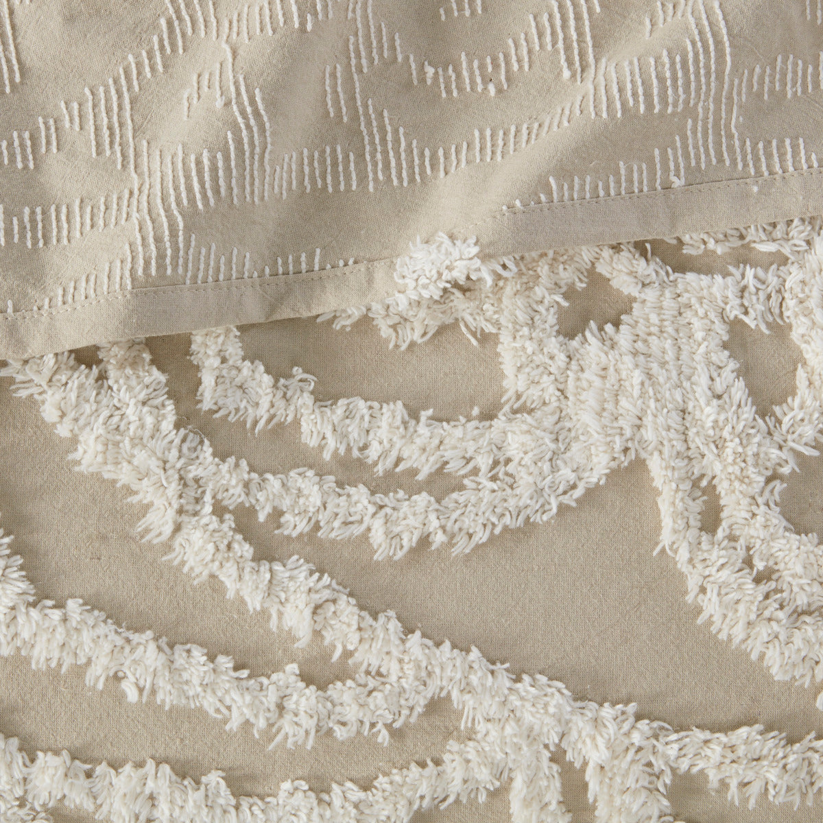 Tufted Cotton Chenille Medallion Fringe Coverlet Mini Set Taupe King/Cal King