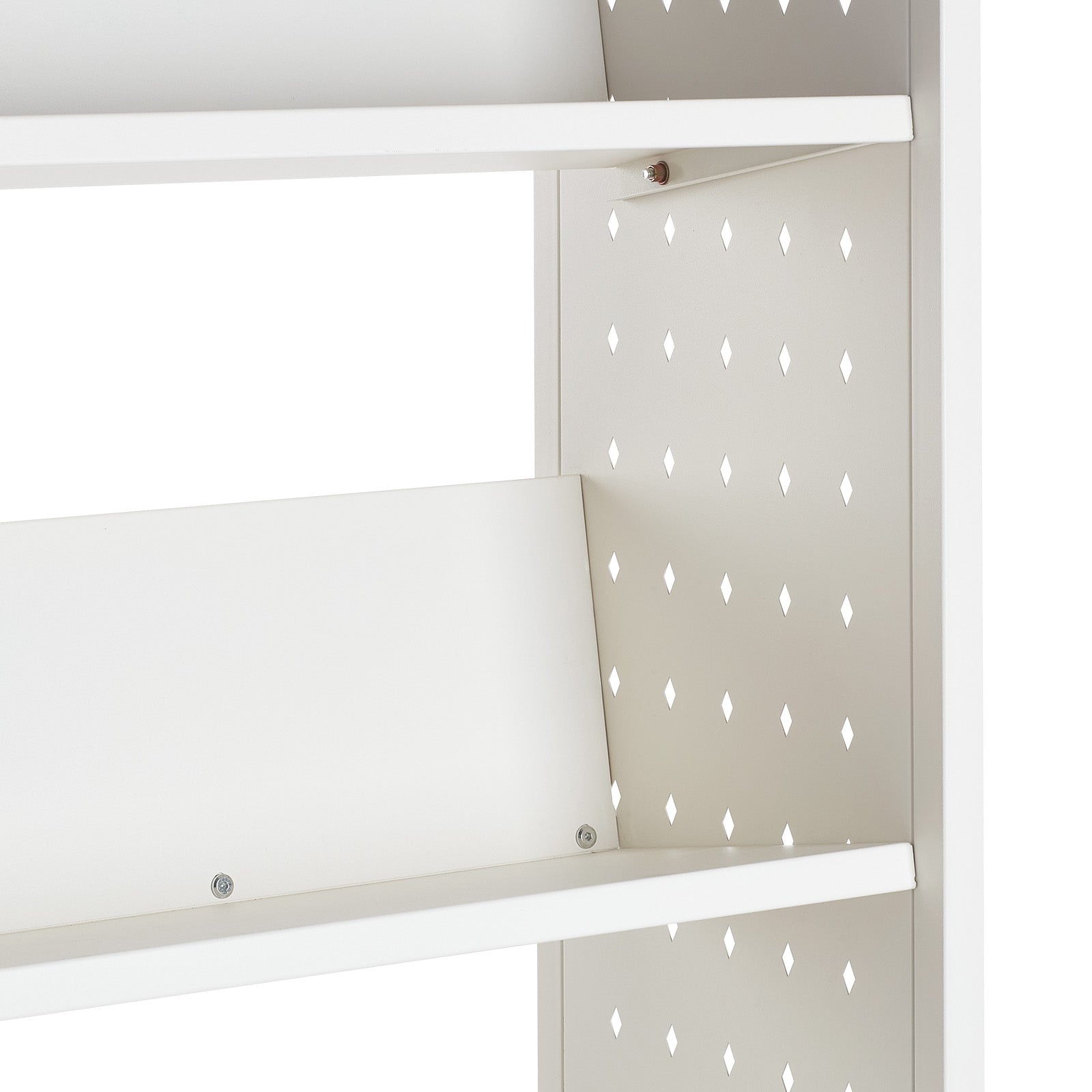 3-Tier Rolling Book Cart Single Sided V-Shaped Shelves Book Truck in White
