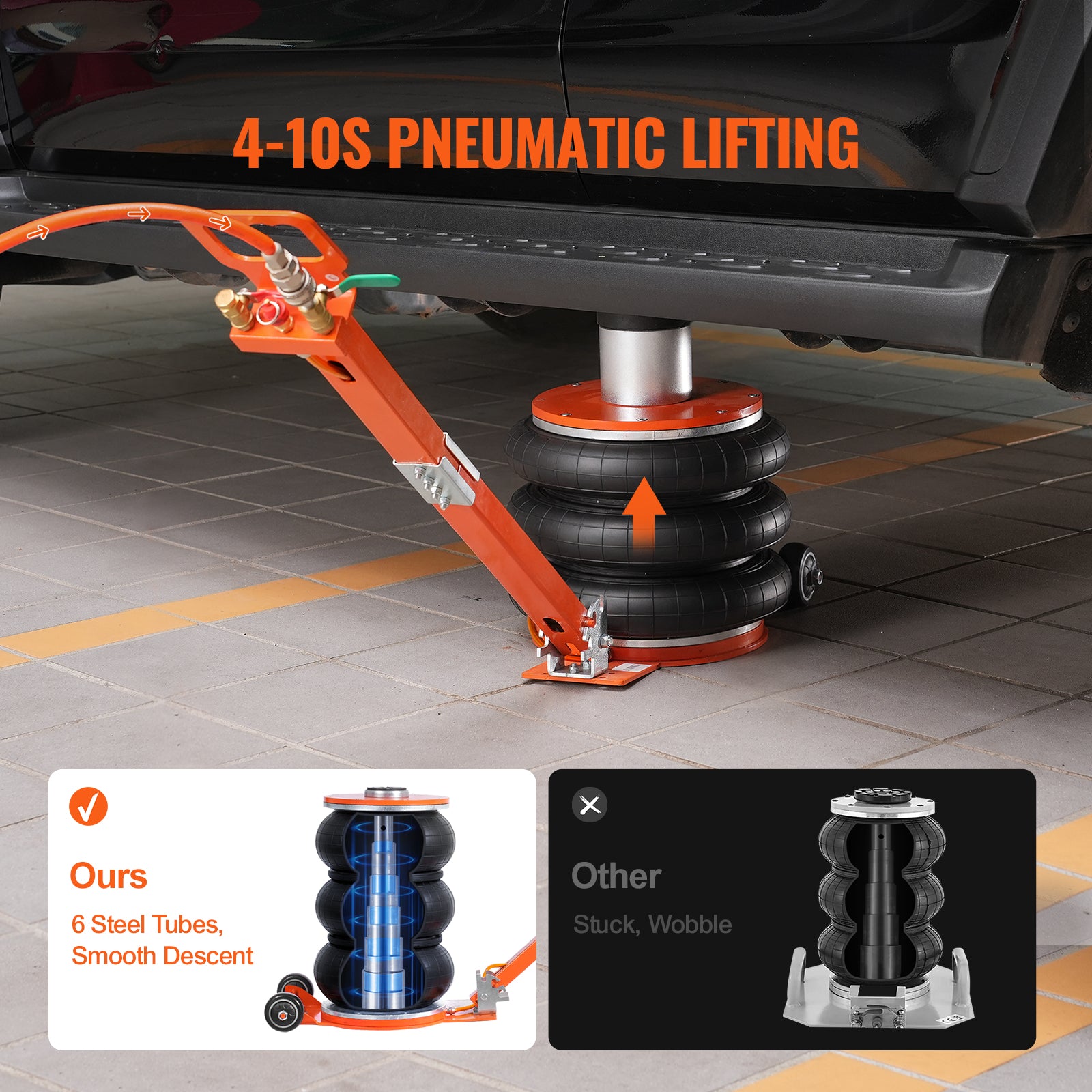 Air Jack 5 Ton/11000 lbs Pneumatic Jack with Heightened Column for Sedan
