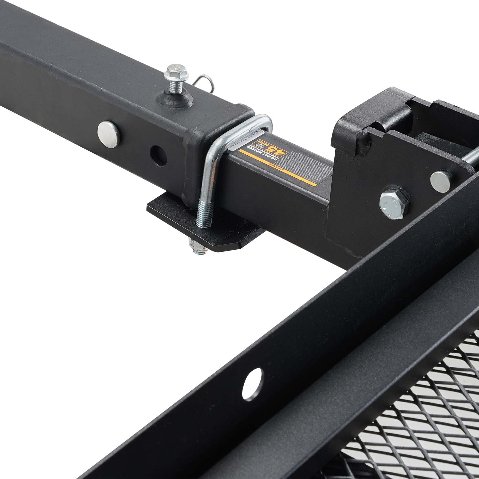 Hitch Mount Cargo Carrier, 45.3" x 25.6" Iron Hitch Cargo Rack with Folding Ramp, Hitch Rack Basket with Stabilizer and Straps, 500LBS Mobility Scooter Carrier Fit 2" Hitch Receiver