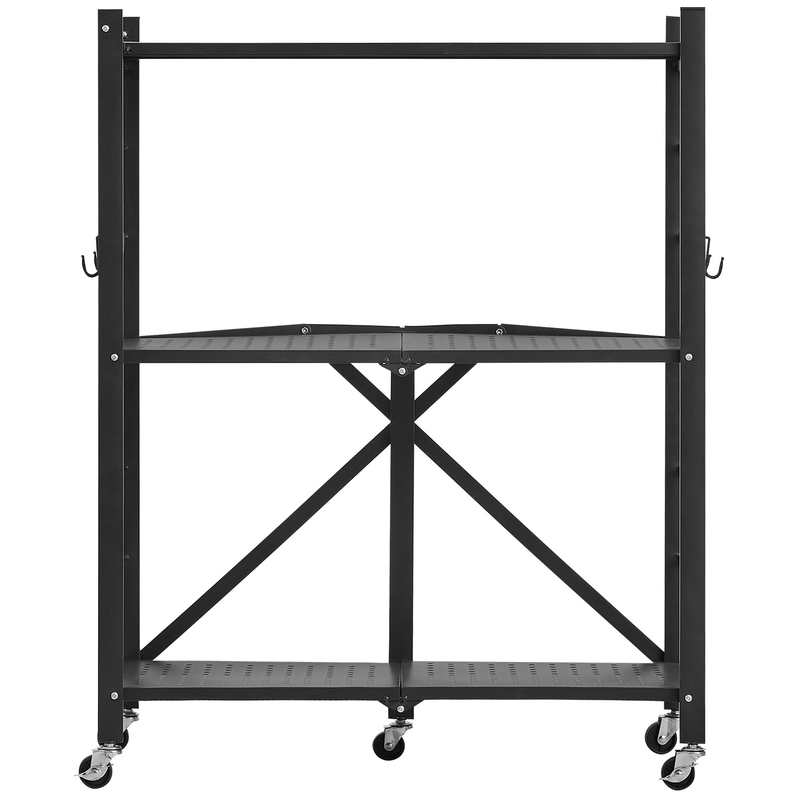3-Tier Foldable Storage Shelf with Wheels 28 x 13 x 36-inch Metal Shelving