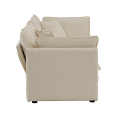 2 - Piece Living Room Set , 2 Pieces Upholstered Loveseat and Couch for Home Office Lounge,  Sofa Set of 2, 2-Piece (2+2 Seat) Couch Set For Living Room ,Beige Chenille