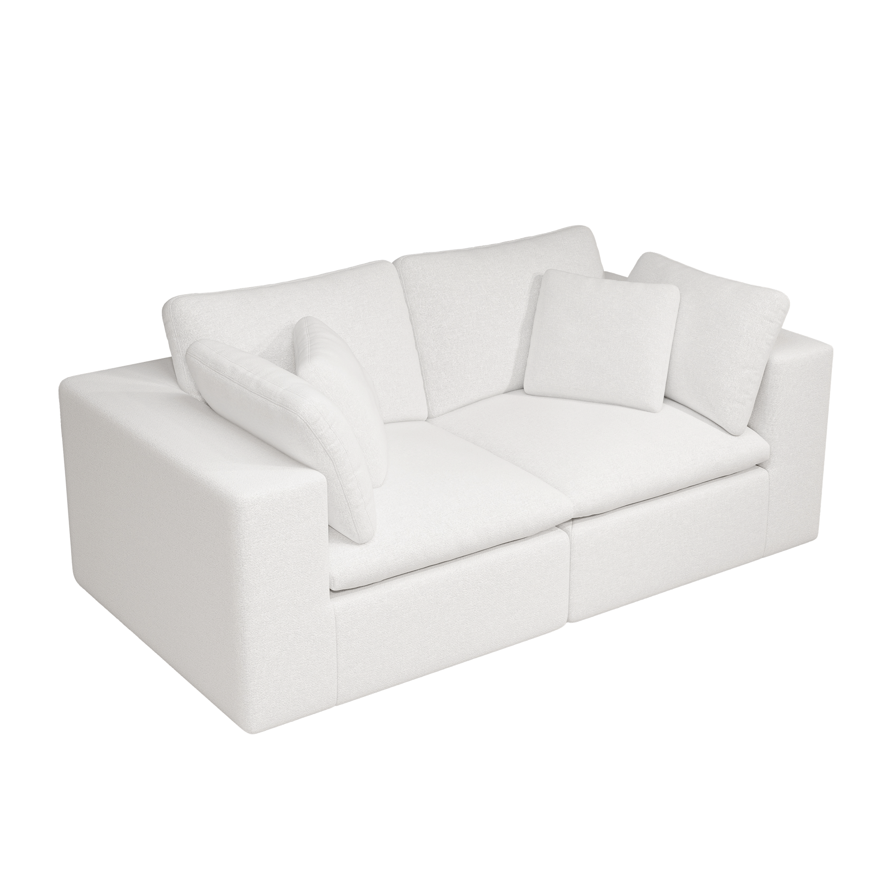 78.8*39.4"Modular sectional sofa seat,Upholstered compressed couch for living room,Bedroom,Apartment,No assembly required,2PC free combination,Plush corduroy fabric,WHITE