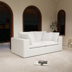 78.8*39.4"Modular sectional sofa seat,Upholstered compressed couch for living room,Bedroom,Apartment,No assembly required,2PC free combination,Plush corduroy fabric,WHITE