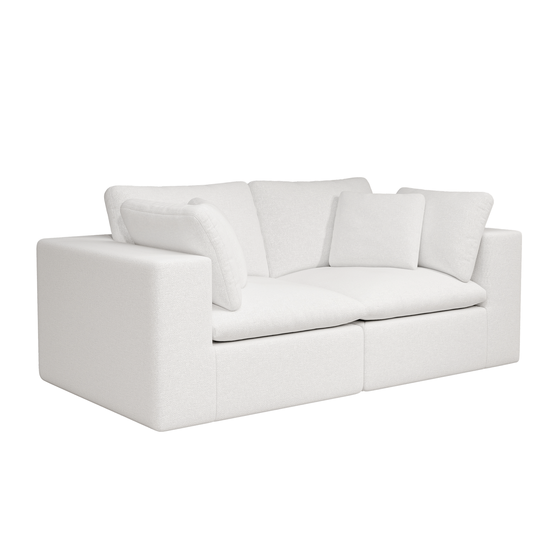 78.8*39.4"Modular sectional sofa seat,Upholstered compressed couch for living room,Bedroom,Apartment,No assembly required,2PC free combination,Plush corduroy fabric,WHITE