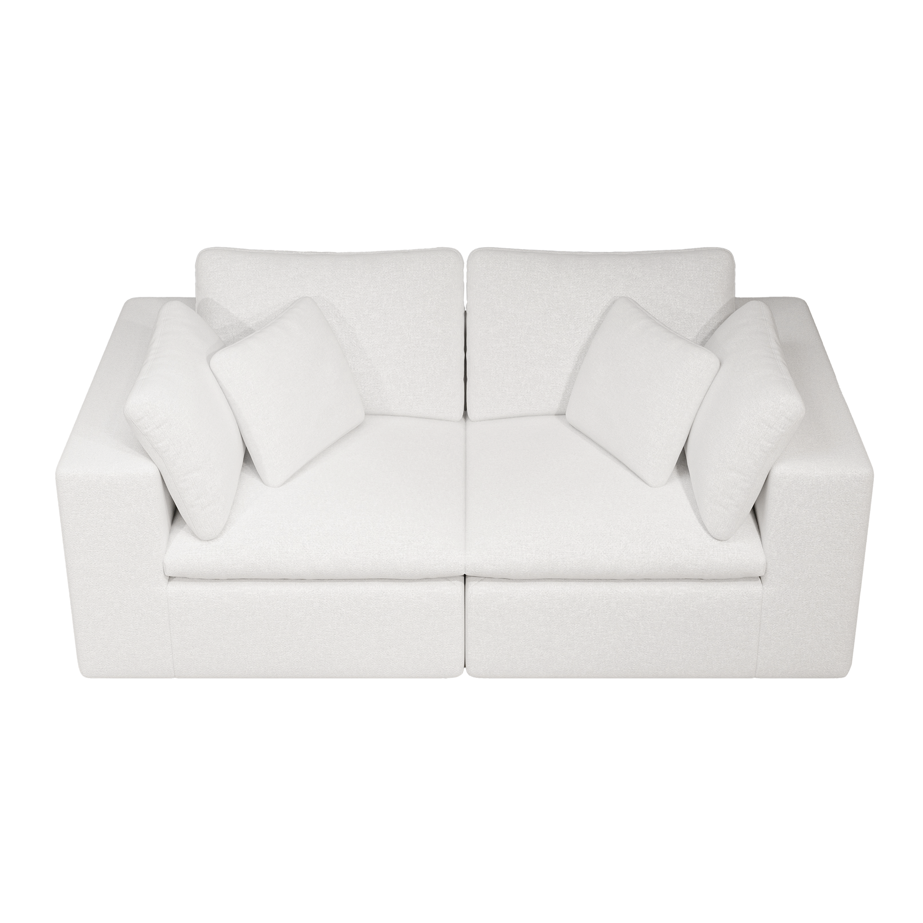 78.8*39.4"Modular sectional sofa seat,Upholstered compressed couch for living room,Bedroom,Apartment,No assembly required,2PC free combination,Plush corduroy fabric,WHITE