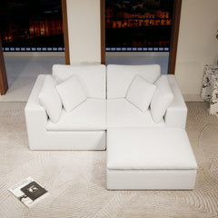 78.8*68.9"Modular sectional sofa seat,Upholstered compressed couch for living room,Bedroom,Apartment,No assembly required,3PC free combination,Plush corduroy fabric,WHITE