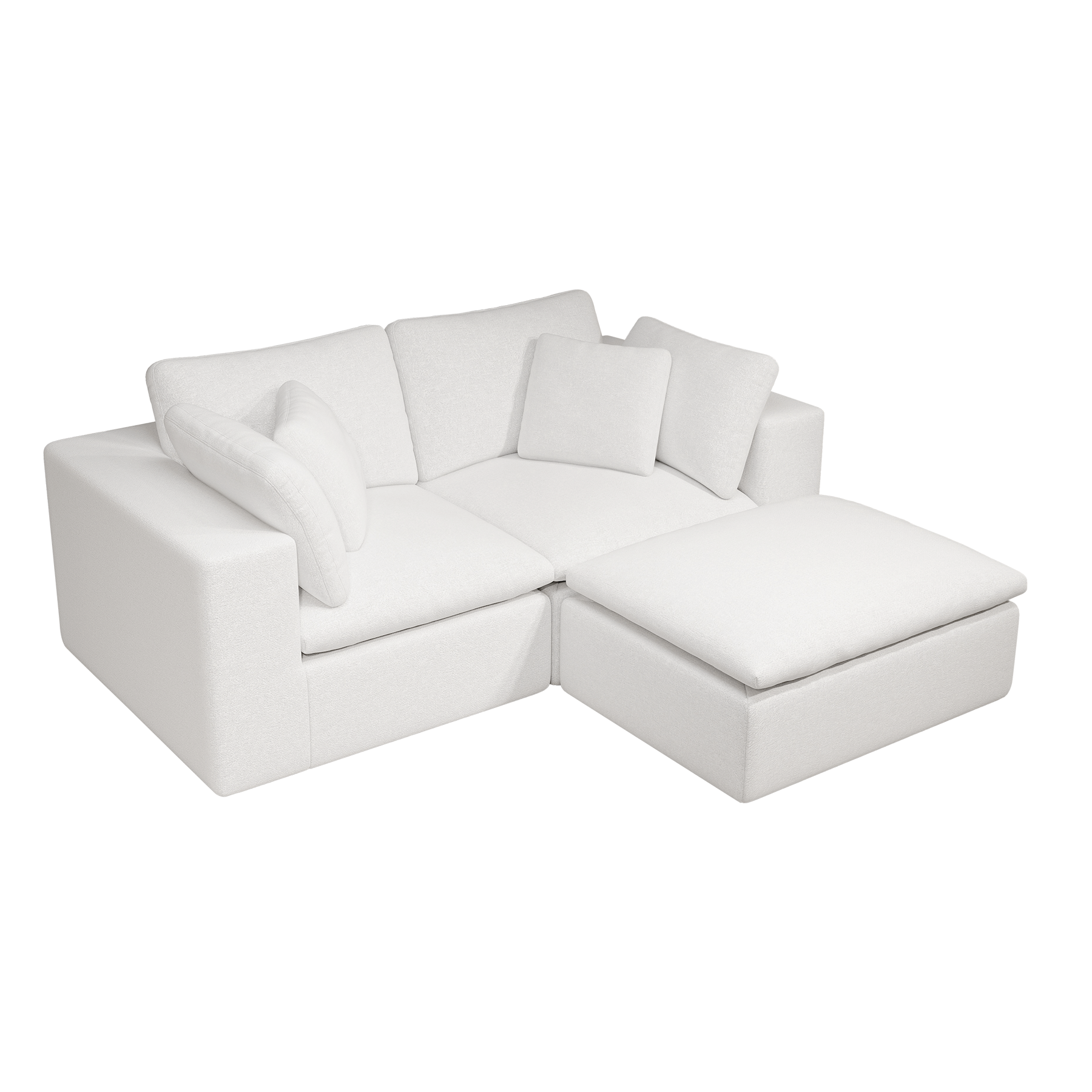 78.8*68.9"Modular sectional sofa seat,Upholstered compressed couch for living room,Bedroom,Apartment,No assembly required,3PC free combination,Plush corduroy fabric,WHITE