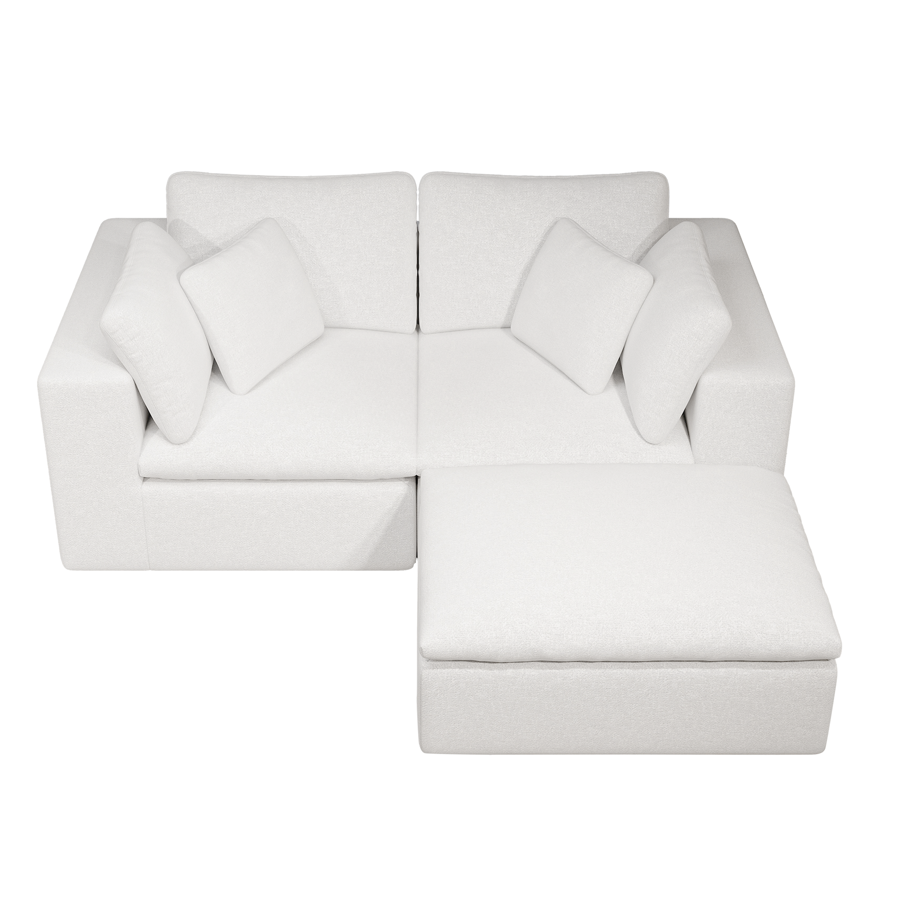 78.8*68.9"Modular sectional sofa seat,Upholstered compressed couch for living room,Bedroom,Apartment,No assembly required,3PC free combination,Plush corduroy fabric,WHITE