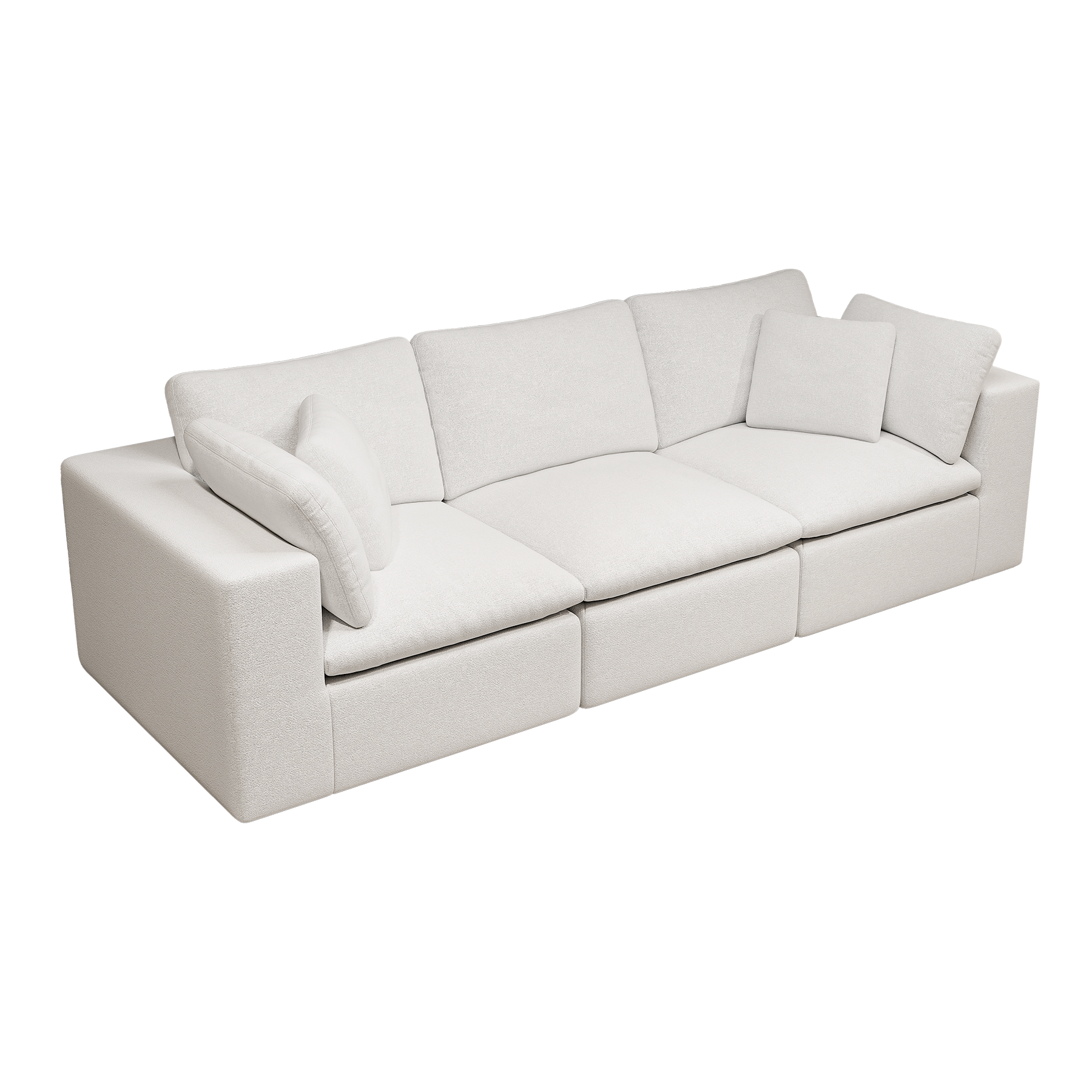 108.3*39.4"Modular sectional sofa seat,Upholstered compressed couch for living room,Bedroom,Apartment,No assembly required,3PC free combination,Plush corduroy fabric,WHITE