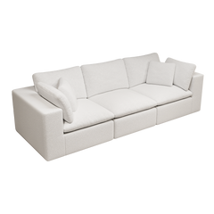 108.3*39.4"Modular sectional sofa seat,Upholstered compressed couch for living room,Bedroom,Apartment,No assembly required,3PC free combination,Plush corduroy fabric,WHITE