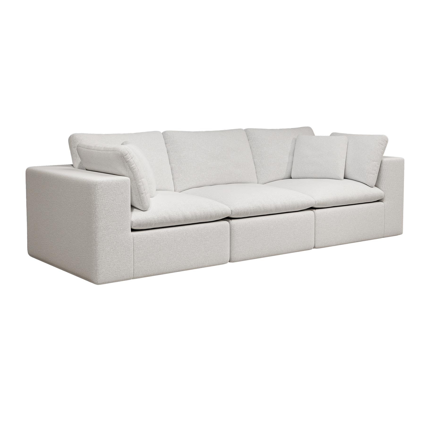 108.3*39.4"Modular sectional sofa seat,Upholstered compressed couch for living room,Bedroom,Apartment,No assembly required,3PC free combination,Plush corduroy fabric,WHITE