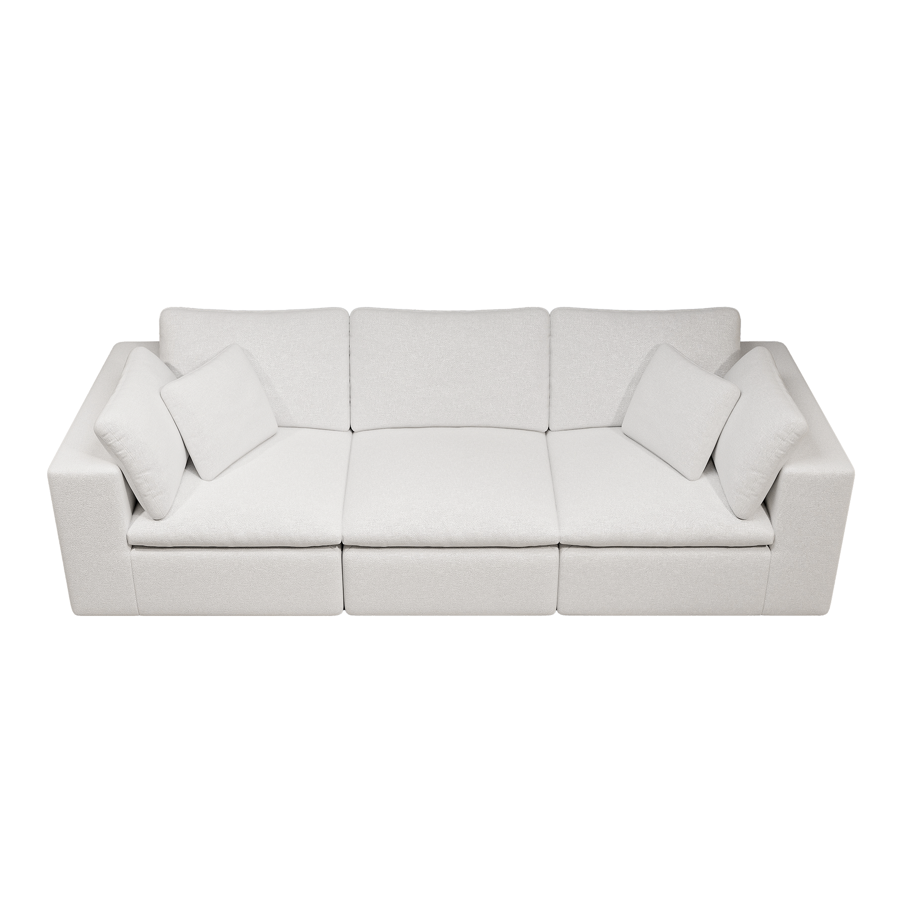 108.3*39.4"Modular sectional sofa seat,Upholstered compressed couch for living room,Bedroom,Apartment,No assembly required,3PC free combination,Plush corduroy fabric,WHITE