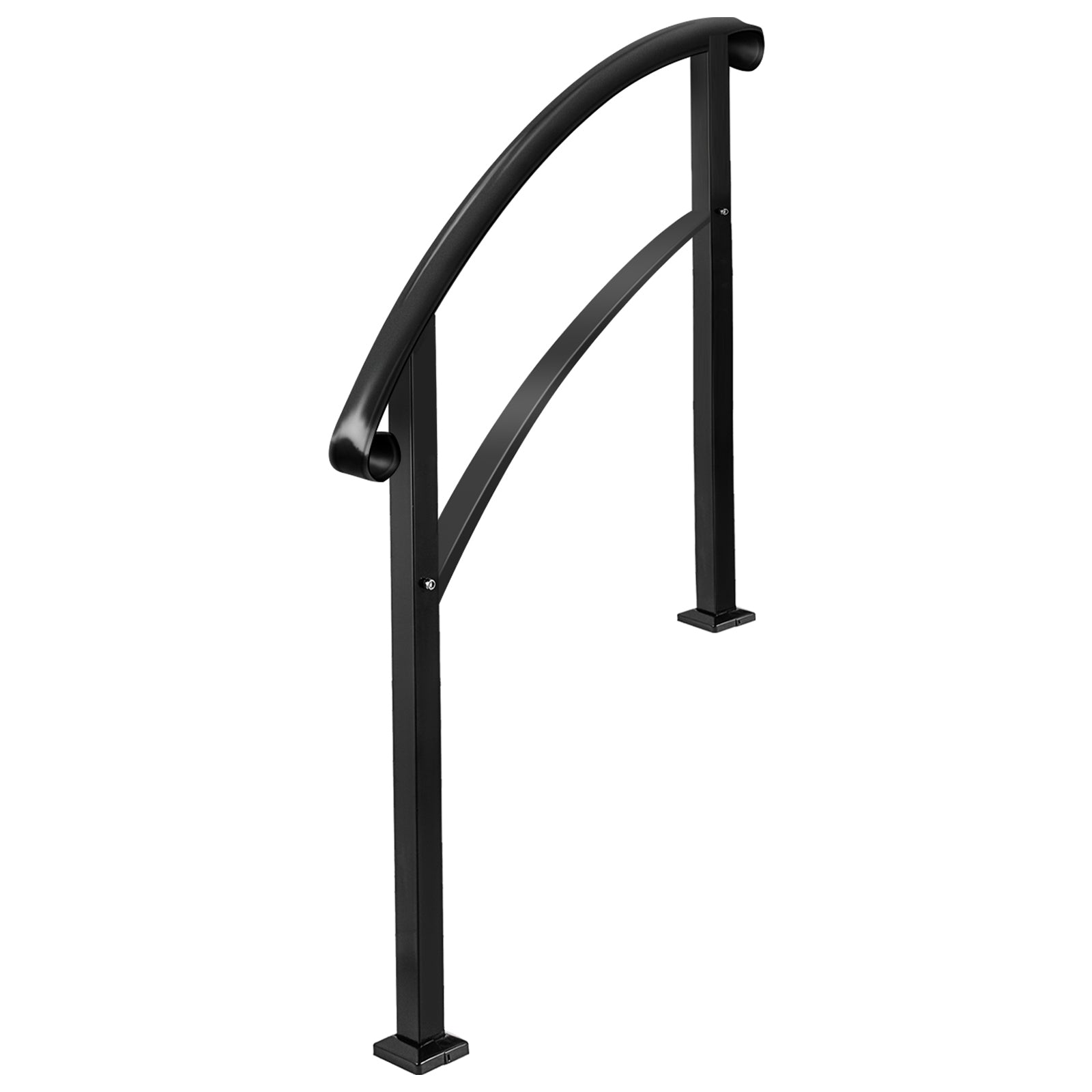Handrails for Outdoor Steps, Fit 1 or 3 Steps Outdoor Stair Railing, Black Wrought Iron Handrail, Flexible Front Porch Hand Rail, Transitional Handrails for Concrete Steps or Wooden Stairs