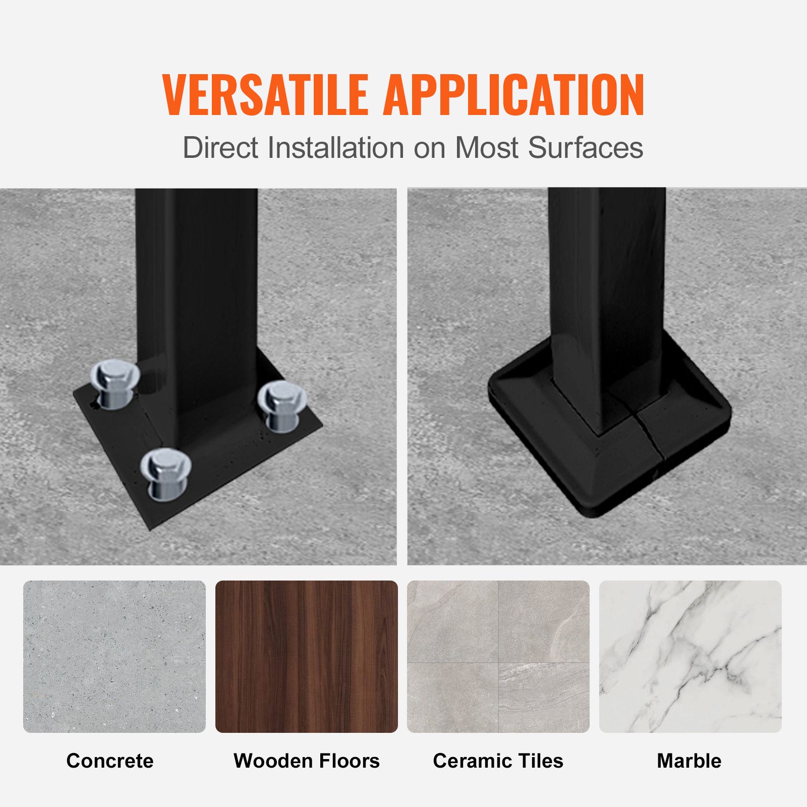 Handrails for Outdoor Steps, Fit 1 or 3 Steps Outdoor Stair Railing, Black Wrought Iron Handrail, Flexible Front Porch Hand Rail, Transitional Handrails for Concrete Steps or Wooden Stairs