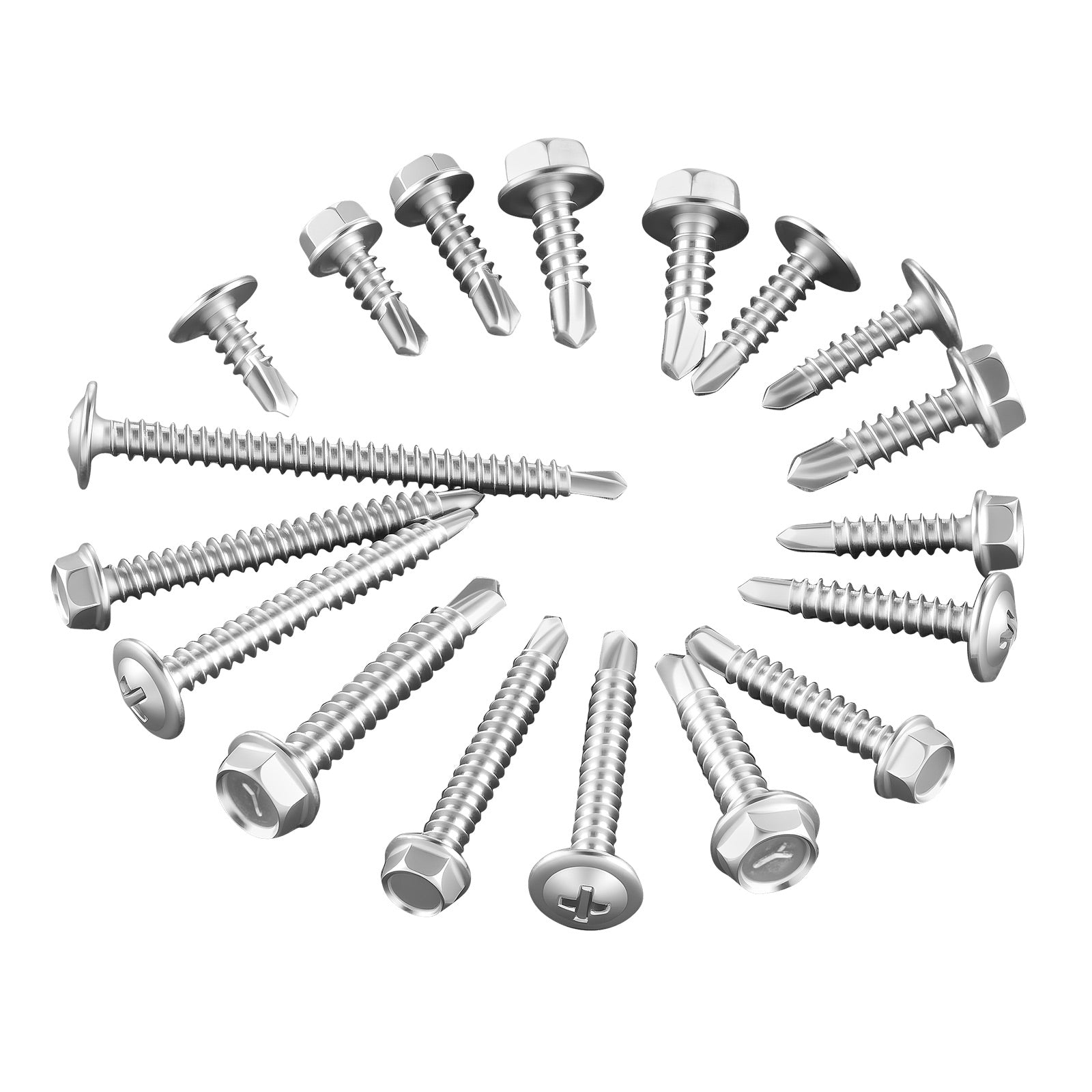 420 Pc Self Drilling Screw Assortment Set #8 #10 Hex/Phillips Head 1/2 to 2 Inch
