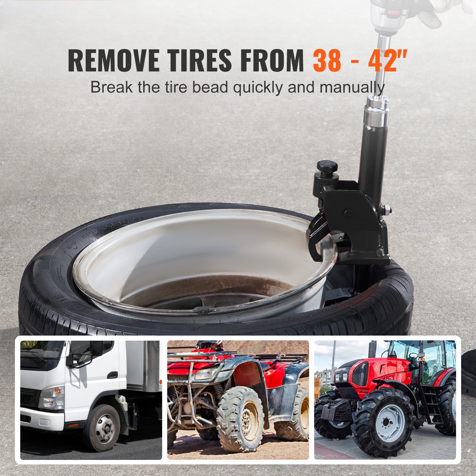 Manual Tire Bead Breaker, 38"-42" Tires Changer Tool, Heavy-duty Bead Breaking, Easy-Operated Tire Repair Tool for ATVs/UTVs, Tractors, Trucks, Cars, Heavy Duty Tires