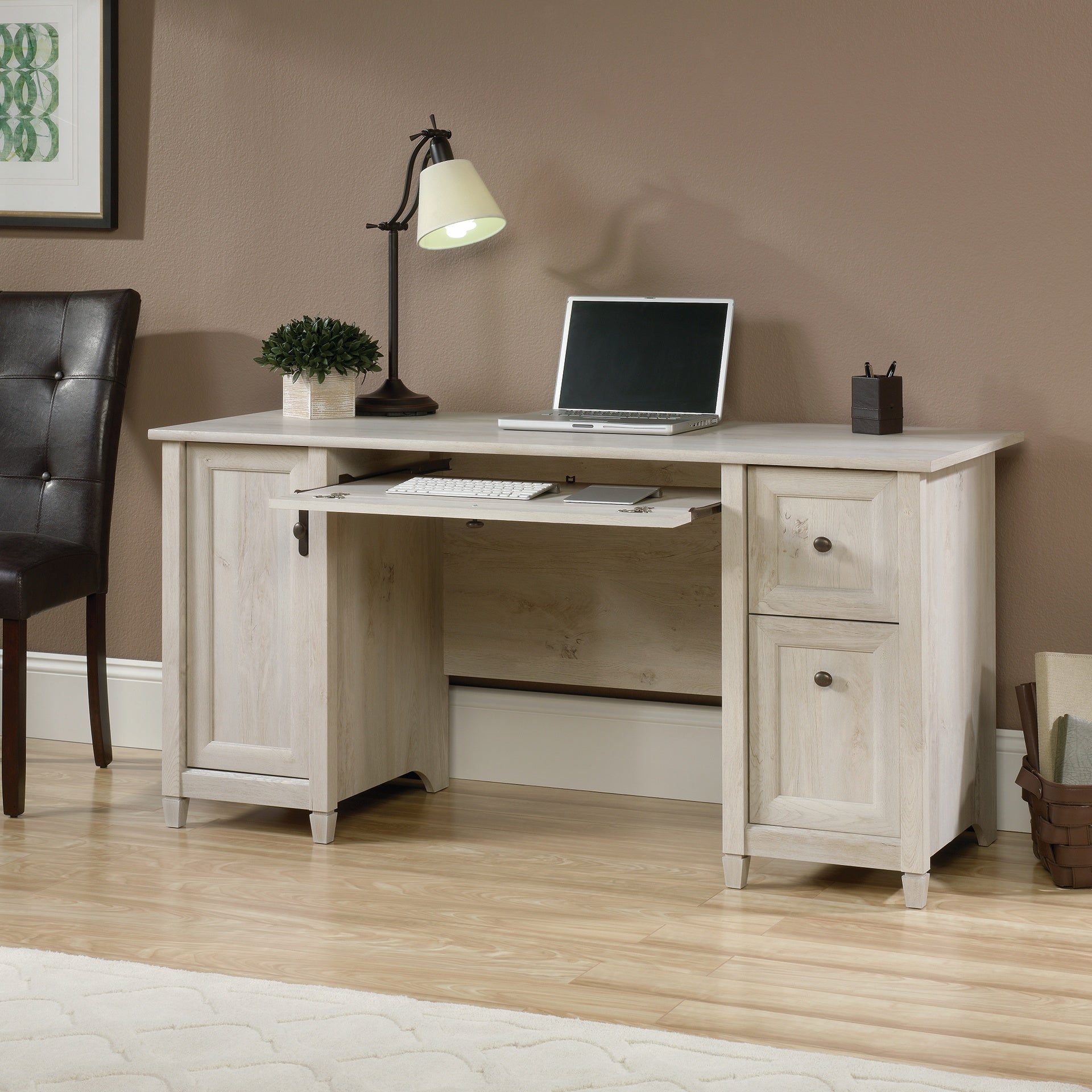 Coastal Computer Desk with Slide-Out Keyboard Tray, Gray finish