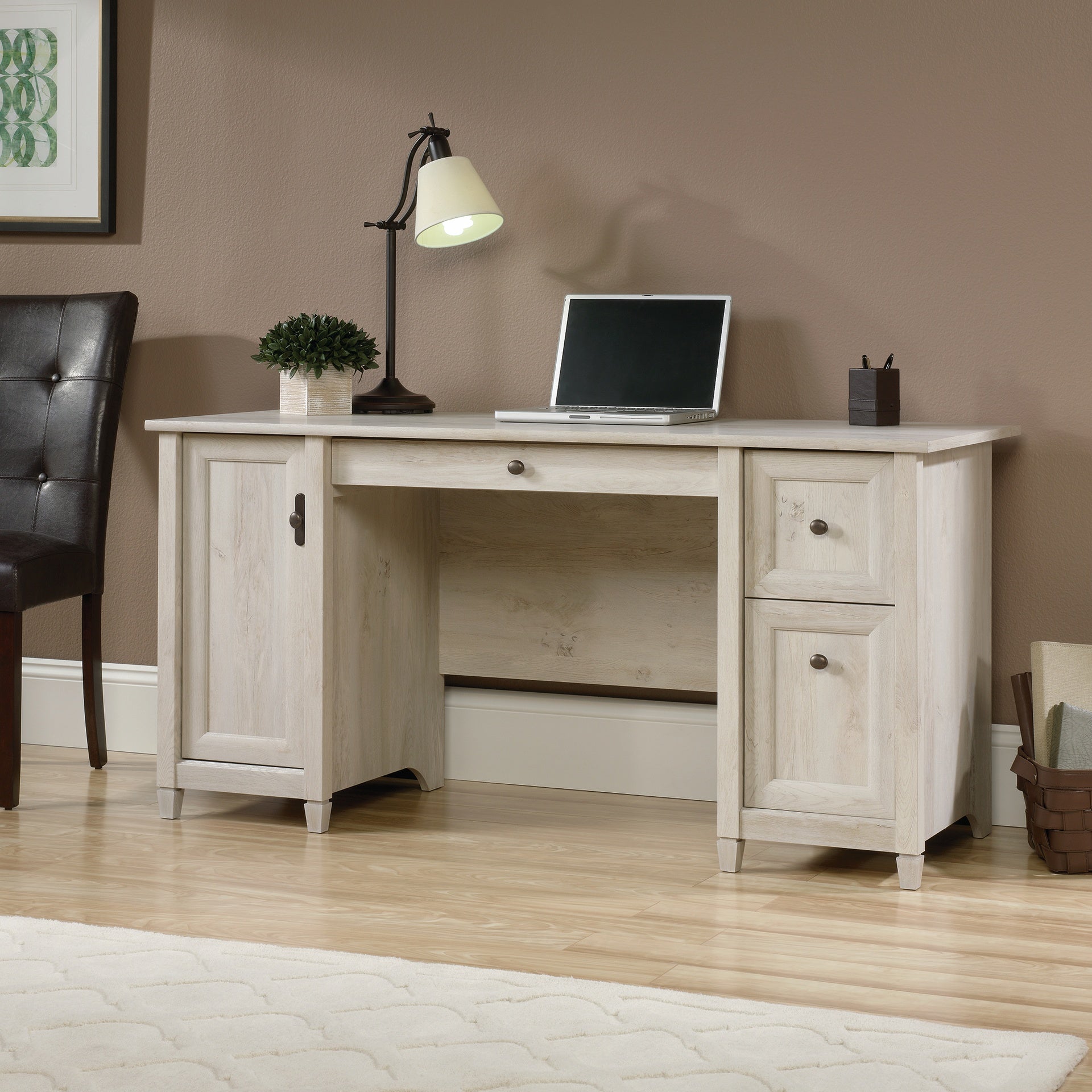 Coastal Computer Desk with Slide-Out Keyboard Tray, Gray finish