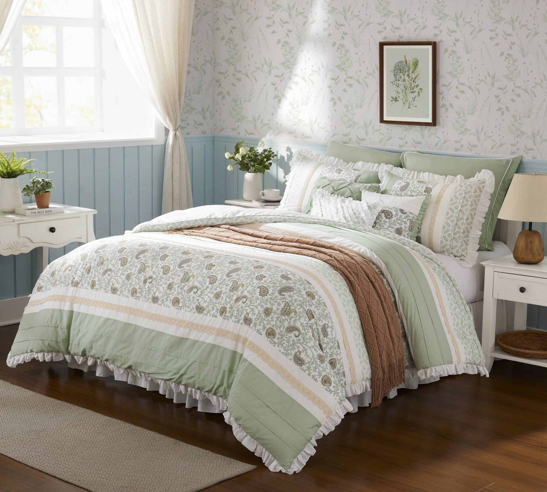 9 Piece Cotton Percale Comforter Set Cal King