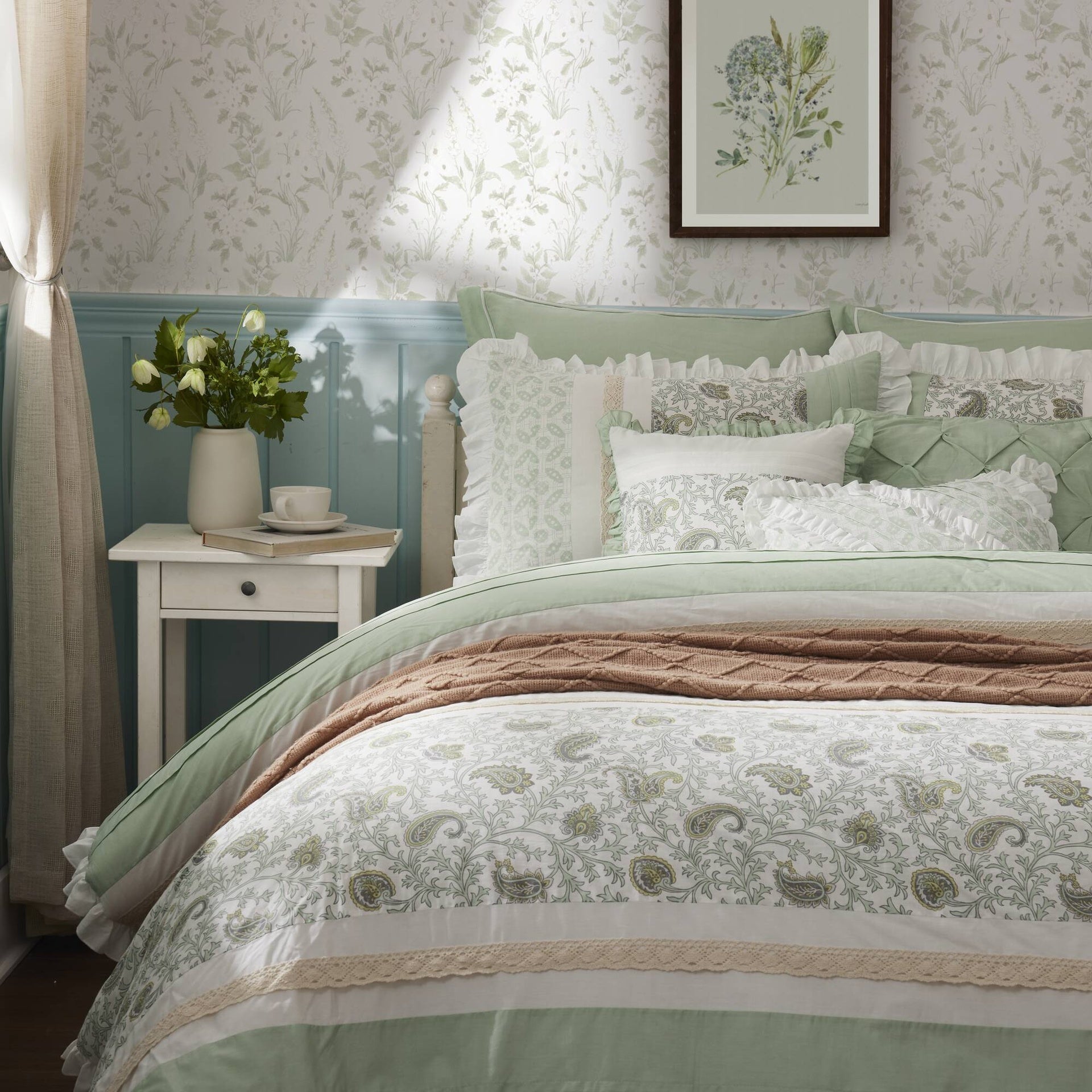 9 Piece Cotton Percale Comforter Set Cal King