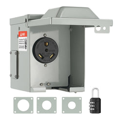 30 Amp RV Power Outlet Box, 125/250 Volt, Enclosed Lockable Outdoor RV Receptacle Box, NEMA TT-30R Weatherproof Electrical Panel, for RV Camper Trailer Motorhome Tested to UL Standards