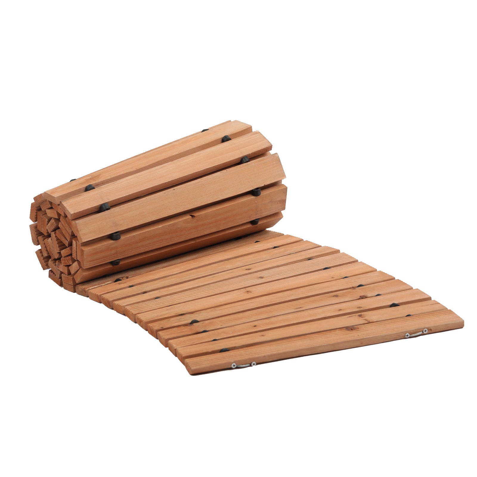 8 ft L x 17 in W Curved Wooden Garden Pathway Roll Out Garden Walkway