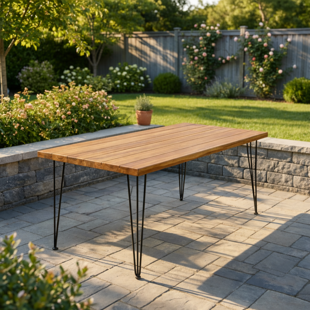 ZION INDUSTRIAL WOOD AND METAL RECTANGULAR DINING TABLE