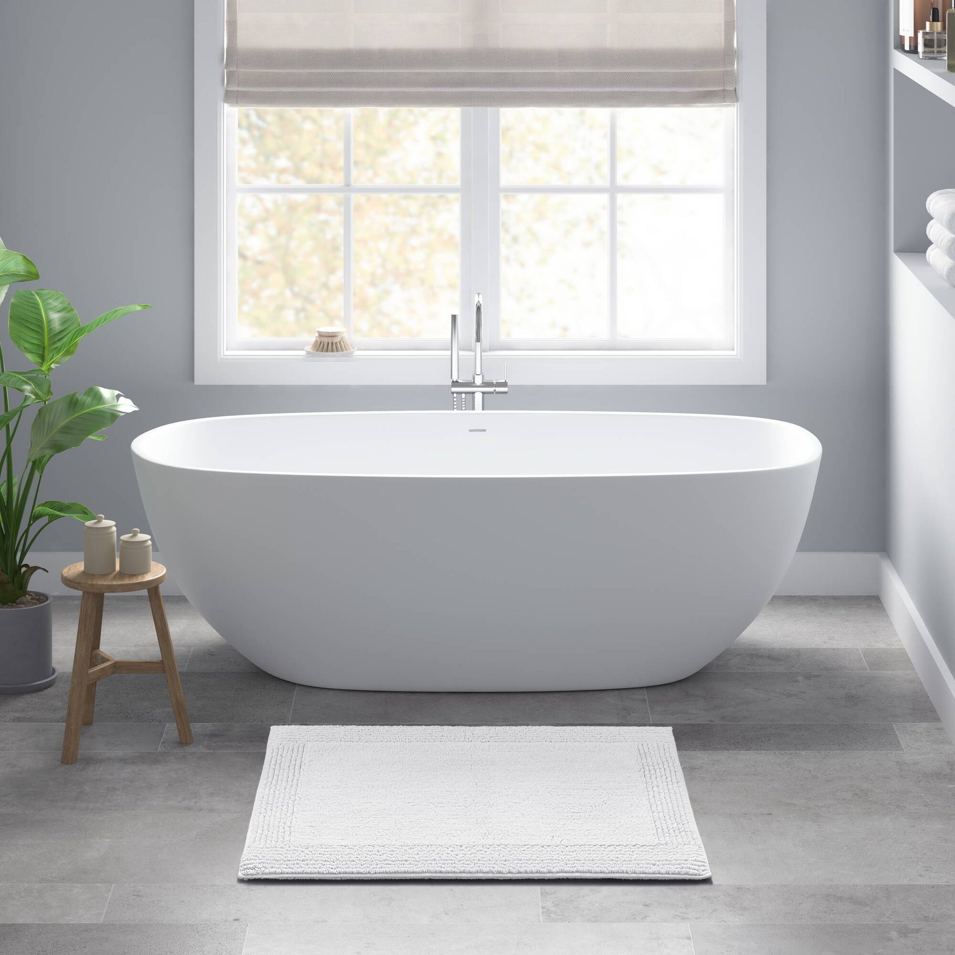 1 PCS 24x60" 100% Cotton Tufted 3000 GSM Reversible Bath Rug White