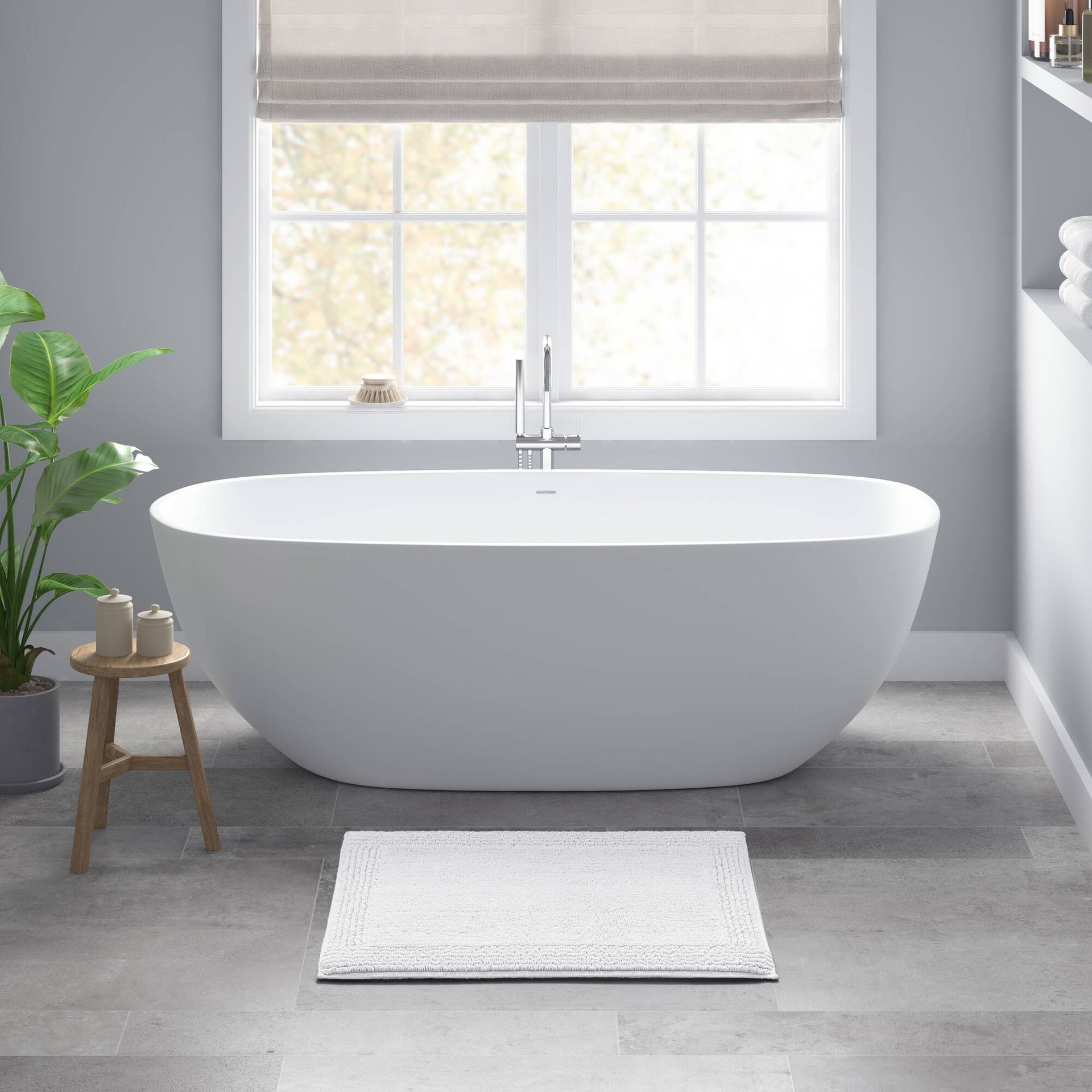 1 PCS 24x60" 100% Cotton Tufted 3000 GSM Reversible Bath Rug White