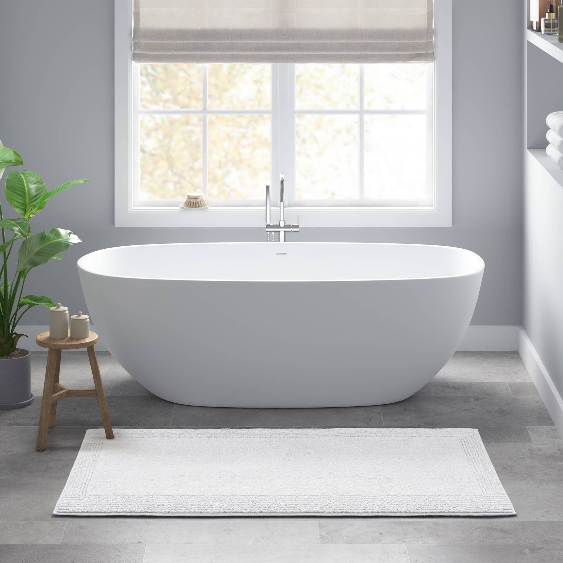 1 PCS 24x60" 100% Cotton Tufted 3000 GSM Reversible Bath Rug White