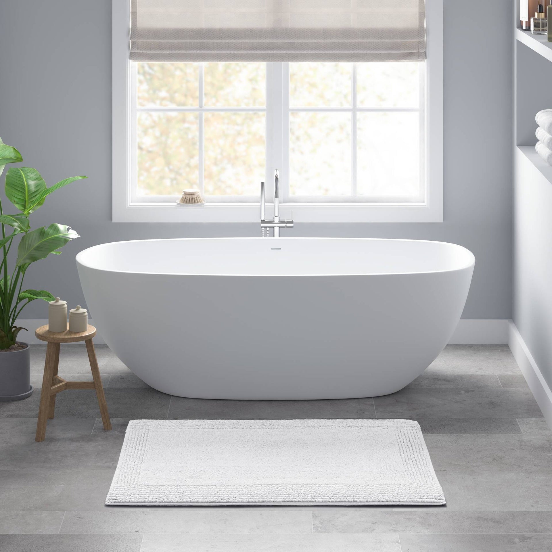 1 PCS 24x60" 100% Cotton Tufted 3000 GSM Reversible Bath Rug White